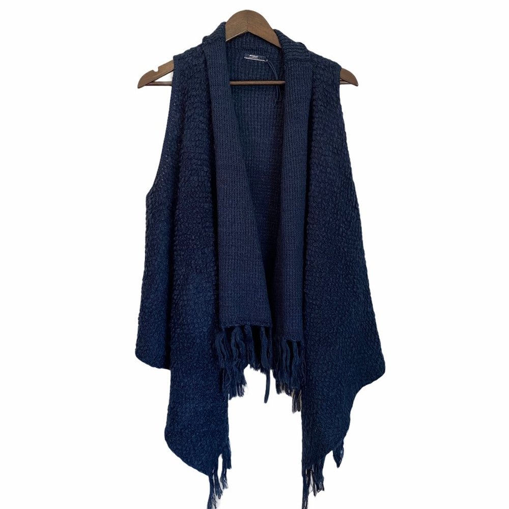 Navy Silver Jeans Sweater Vest with Fringe